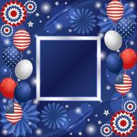 4th of July Independence Day Festivity Background with Balloons and Paper Ornaments Composition vector