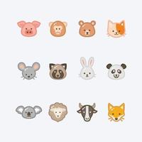 Set of Cute Animal Head Icon vector