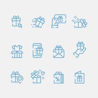 conjunto de icono de contorno de regalo vector