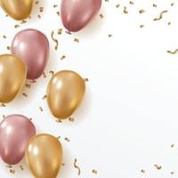 Fondo de plantilla de cumpleaños con globo y confeti vector