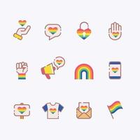Set of Flat Line Pride Icon vector
