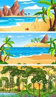 tres escenas horizontales de naturaleza diferente. vector