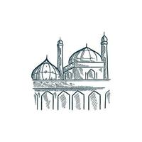 Ramadan islamic hand drawn illustration mosque vector