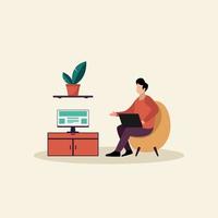 work at home design concept flat illustration vector