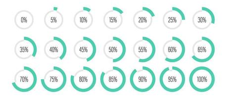 Set of circle percentage diagrams vector