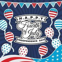 Fourth of July Background with Flag and Balloon vector