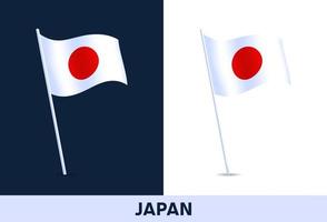 japan vector flag. Waving national flag of Italy isolated on white and dark background. Official colors and proportion of flag. Vector illustration.