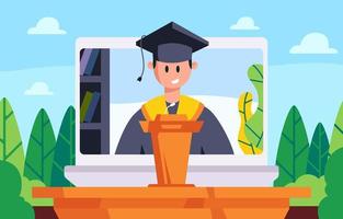 Virtual Graduation Ceremony Concept vector