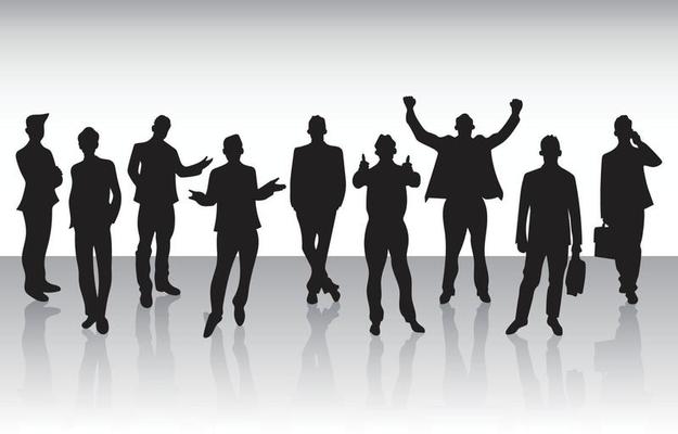 Businessman Silhouette Set with Shadows