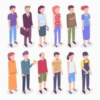 Isometric Character of Different People vector