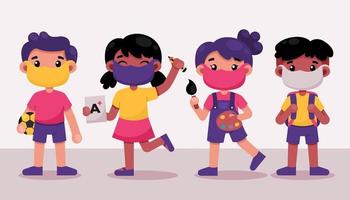 Children Character with Different School Activity vector