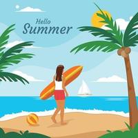 Hello Summer Beach Background vector