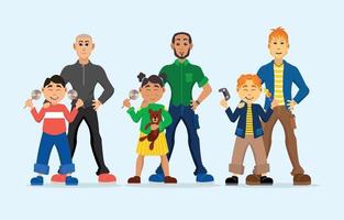 Father and Children Character Collection vector