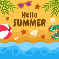 Hello Summer Beach Background vector