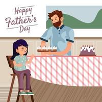 Father Give Cake to Daughter Concept vector