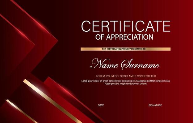 Free Vector Red Horizontal Certificate Template - Riset