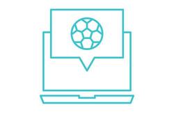 icono de fútbol de computadora en línea. Esquema de fútbol en línea icono vectoriales para diseño web aislado sobre fondo blanco. vector