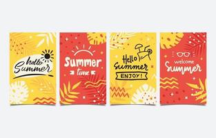 colección de tarjetas de verano dibujadas a mano vector
