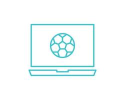 Online computer soccer icon. Outline online computer soccer vector icon for web design isolated on white background