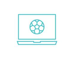 icono de fútbol de computadora en línea. Esquema de fútbol en línea icono vectoriales para diseño web aislado sobre fondo blanco. vector