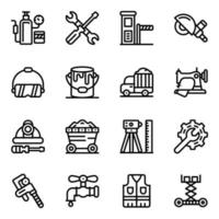 iconos de línea de herramientas mecánicas vector