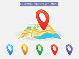 Location map with different color pointers vector