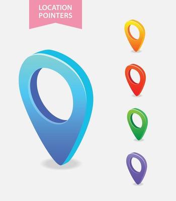 Set of colorful 3d location pointers