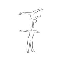 Acrobatic, balance, performance, cooperation concept. Hand drawn acrobats performing on scene concept sketch. Isolated vector illustration , acrobatics, vector sketch illustration