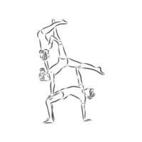 Acrobatic, balance, performance, cooperation concept. Hand drawn acrobats performing on scene concept sketch. Isolated vector illustration , acrobatics, vector sketch