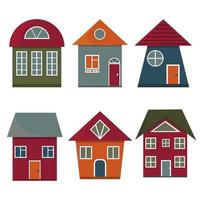 A set of colorful houses with different architecture vector