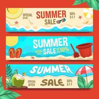 conjunto de banners de rebajas de verano vector