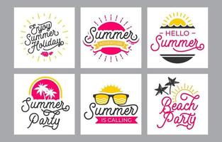 Summer Lettering Typography Set Template vector