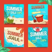 Set of Summer Sale Marketing Social Media Posts vector