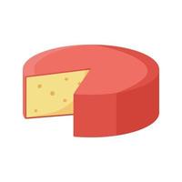 Cabeza de queso en rodajas amarillo y rojo icono aislado sobre fondo blanco. vector