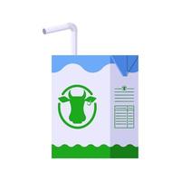 Milk Carton Box with Drinking Straw Isolated Icon on White Background vector