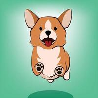 Ilustración de vector de dibujos animados lindo de un perro corgi