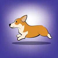 Ilustración de vector de dibujos animados lindo de un perro corgi