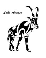 Sable antelope walking line art vector