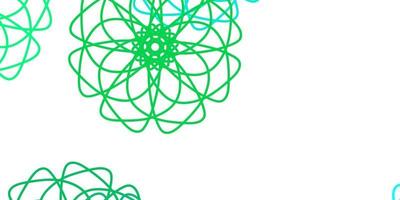 Light Green vector doodle pattern with flowers.