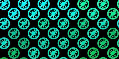 Dark Green vector backdrop with virus symbols.