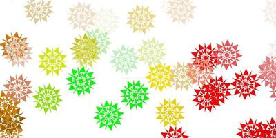 Light green, red vector layout with beautiful snowflakes.