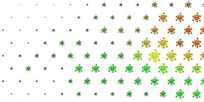 Light Green, Red vector background with covid-19 symbols.