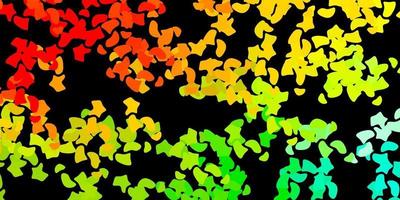 Dark green, red vector backdrop with chaotic shapes.