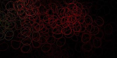 Dark green, red vector background with random forms.