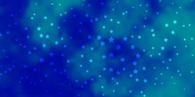 Dark BLUE vector background with colorful stars.