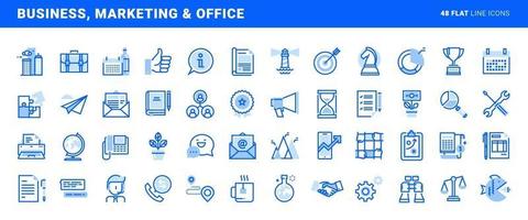 Set of flat line icons of business and marketing. Vector concepts for website and app design and development.