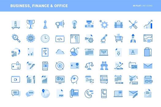Set of flat line icons of business, finance and office. Vector concepts for website and app design and development, business presentation and marketing material.