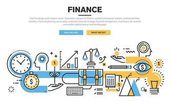 Flat line design style modern vector illustration concept for finance, analysis of financial markets, analizastatistika, business, financial planning, accounting, corporate financial strategy, financial management, investment.