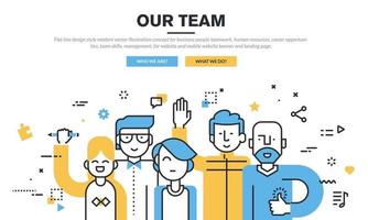 Flat line design style modern vector illustration concept for business people teamwork, human resources, career opportunities, team skills, management, for website and mobile website banner and landing page.