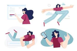 Set of flat design people concepts for business and technology. Vector illustrations for graphic and web design, business presentation, marketing material.